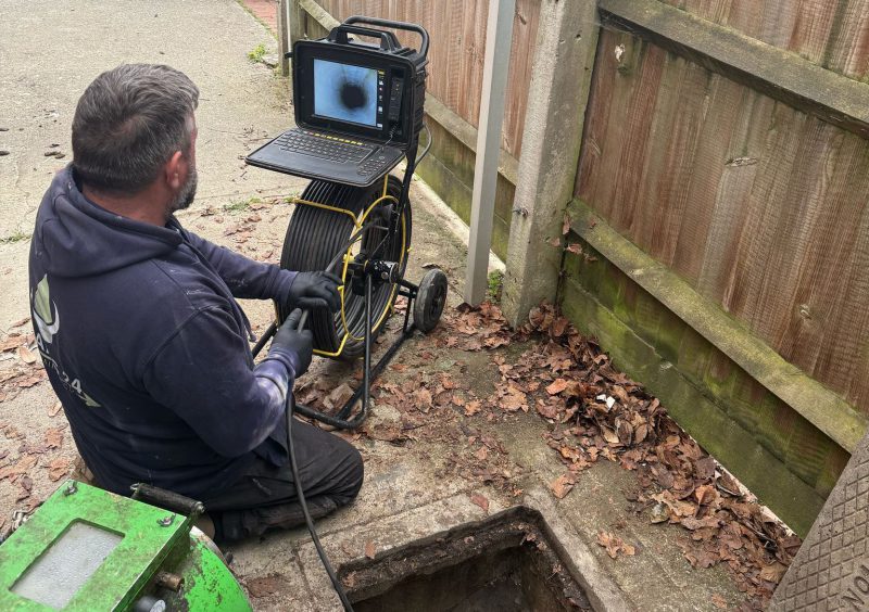 CCTV drain survey being carried out at a Farnham property before purchase